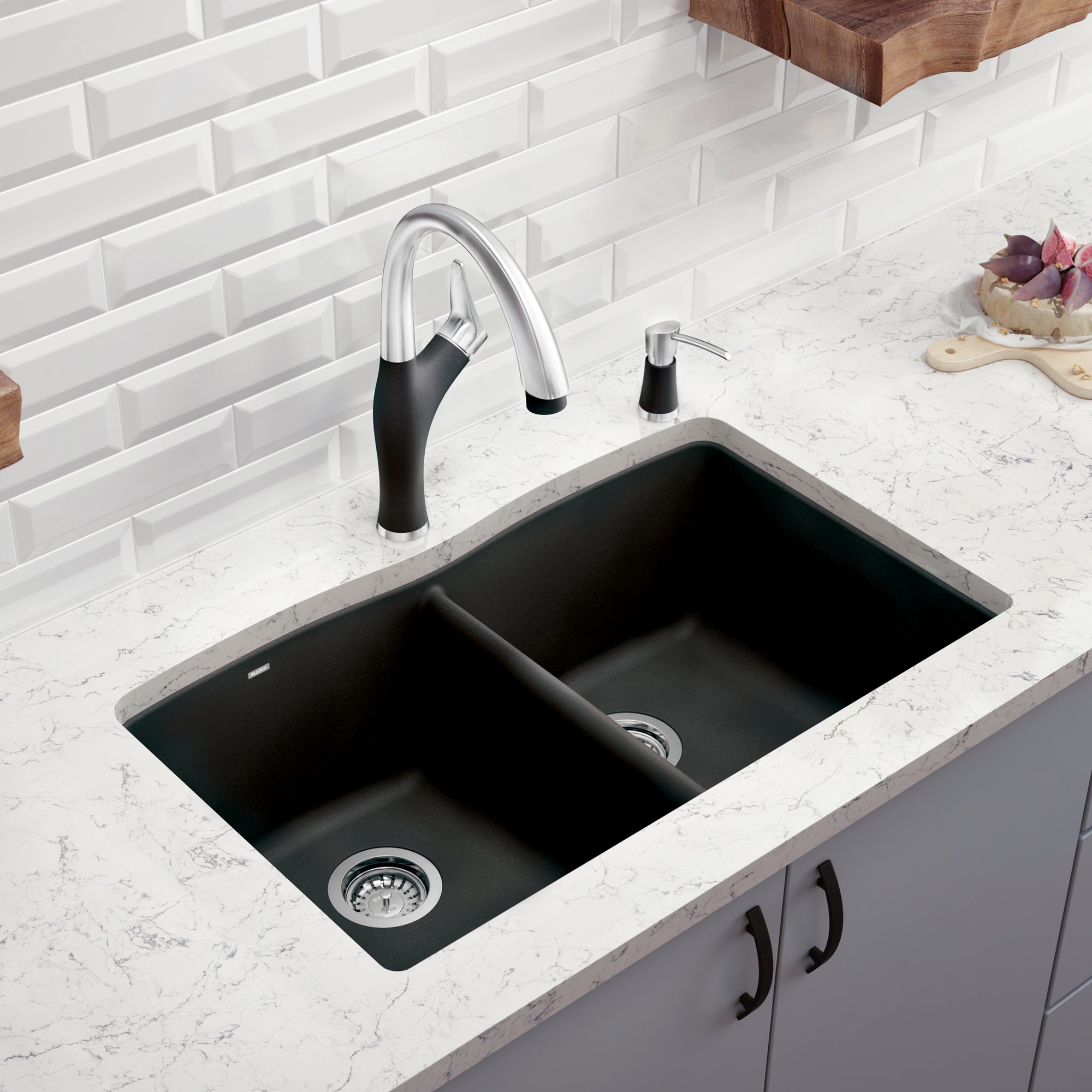 Blanco Diamond Silgranit 33" 50/50 Double Bowl Dual Mount Kitchen Sink
