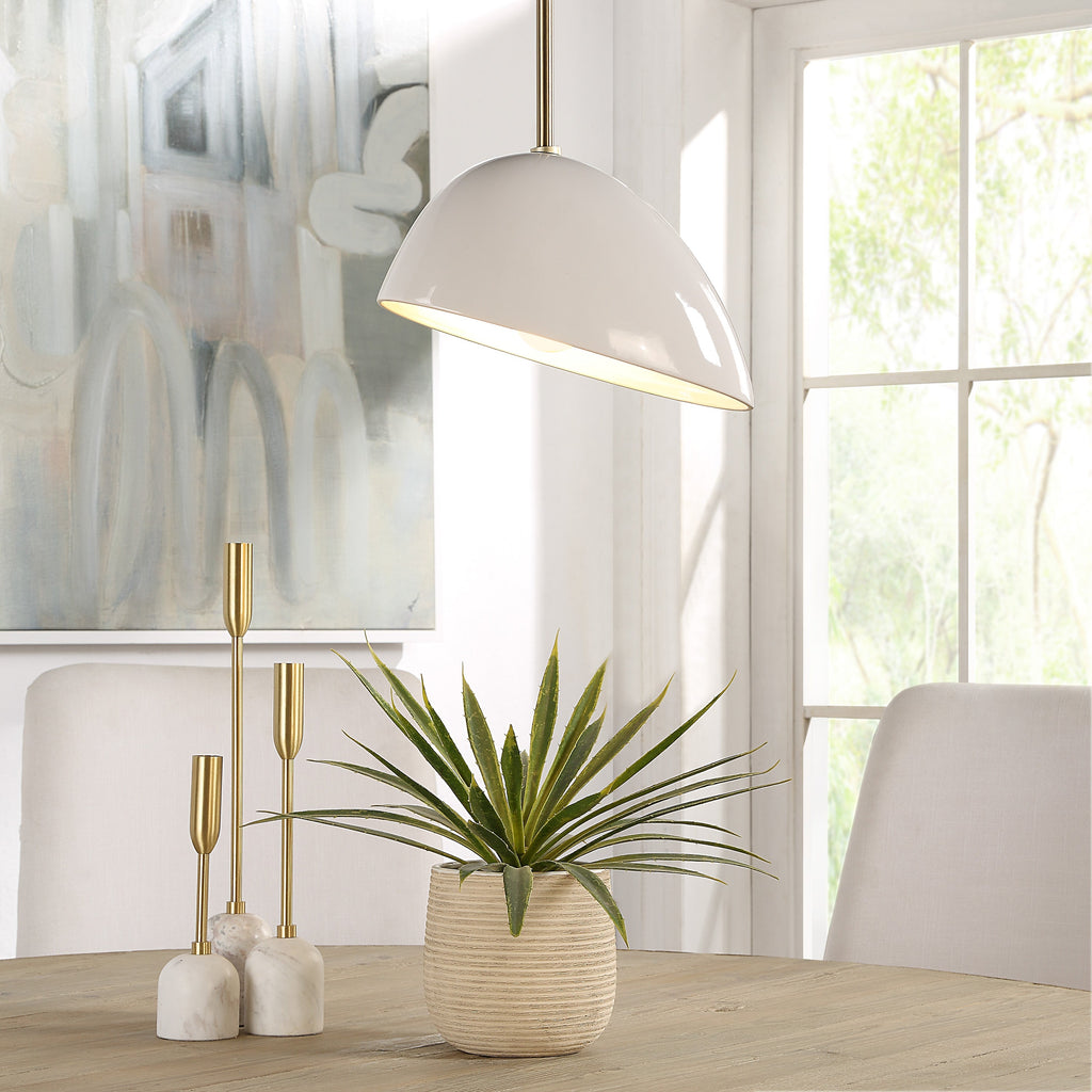 Renwil Corio 11.75" Wide 1-Light Chandelier - Glossy Off-White