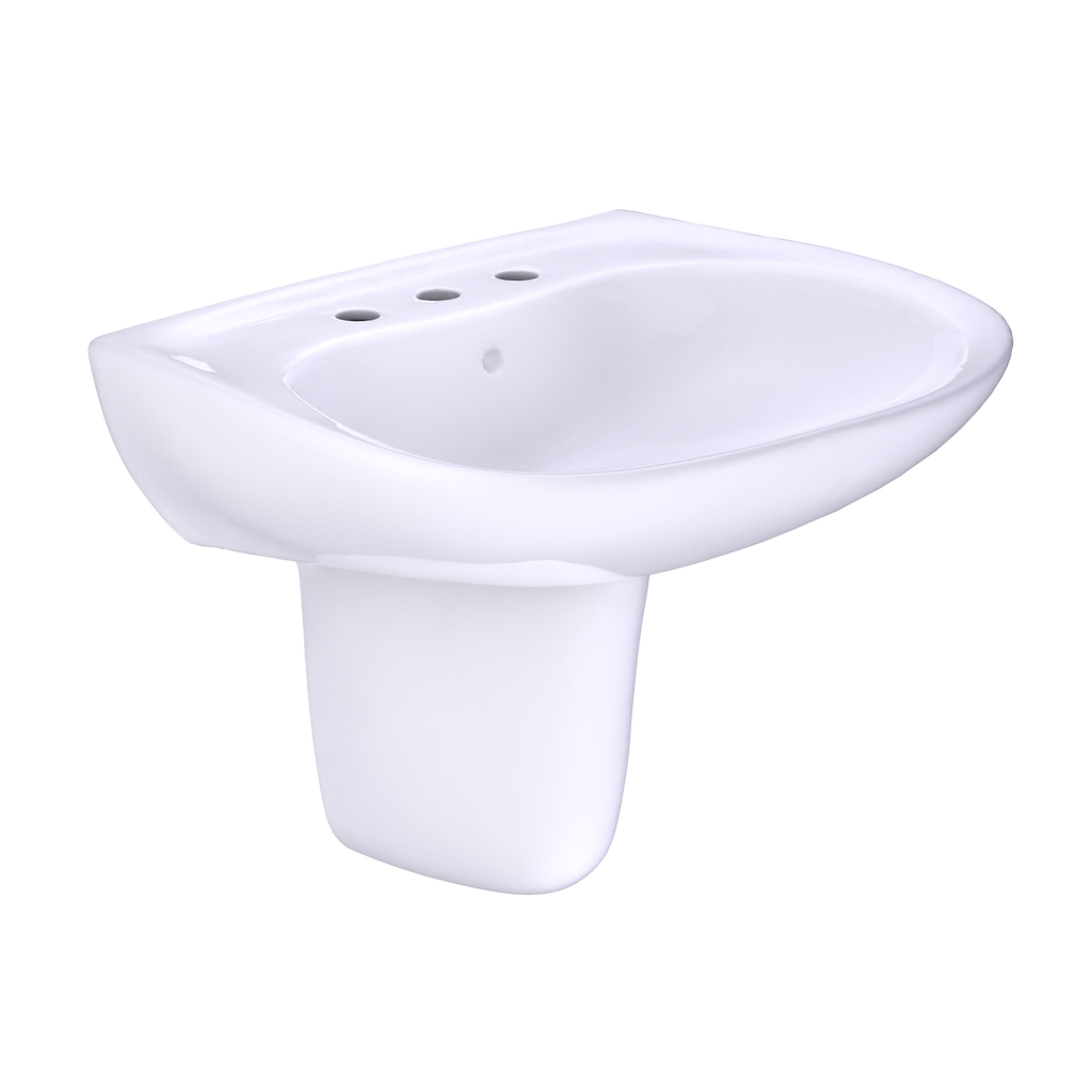 TOTO Prominence Oval Wall Mount Bathroom Sink and Shroud For 8" Center Faucets