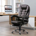 Brown Executive Office Chair with Footrest – Comfortable Reclining Leather Desk Chair for Home Office