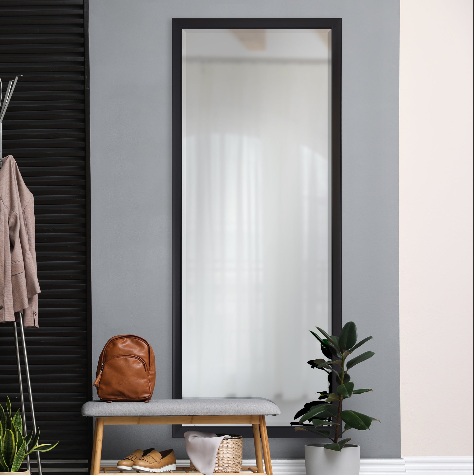 Renwil Delacorte 80" Tall Rectangle Wall Mirror - Black