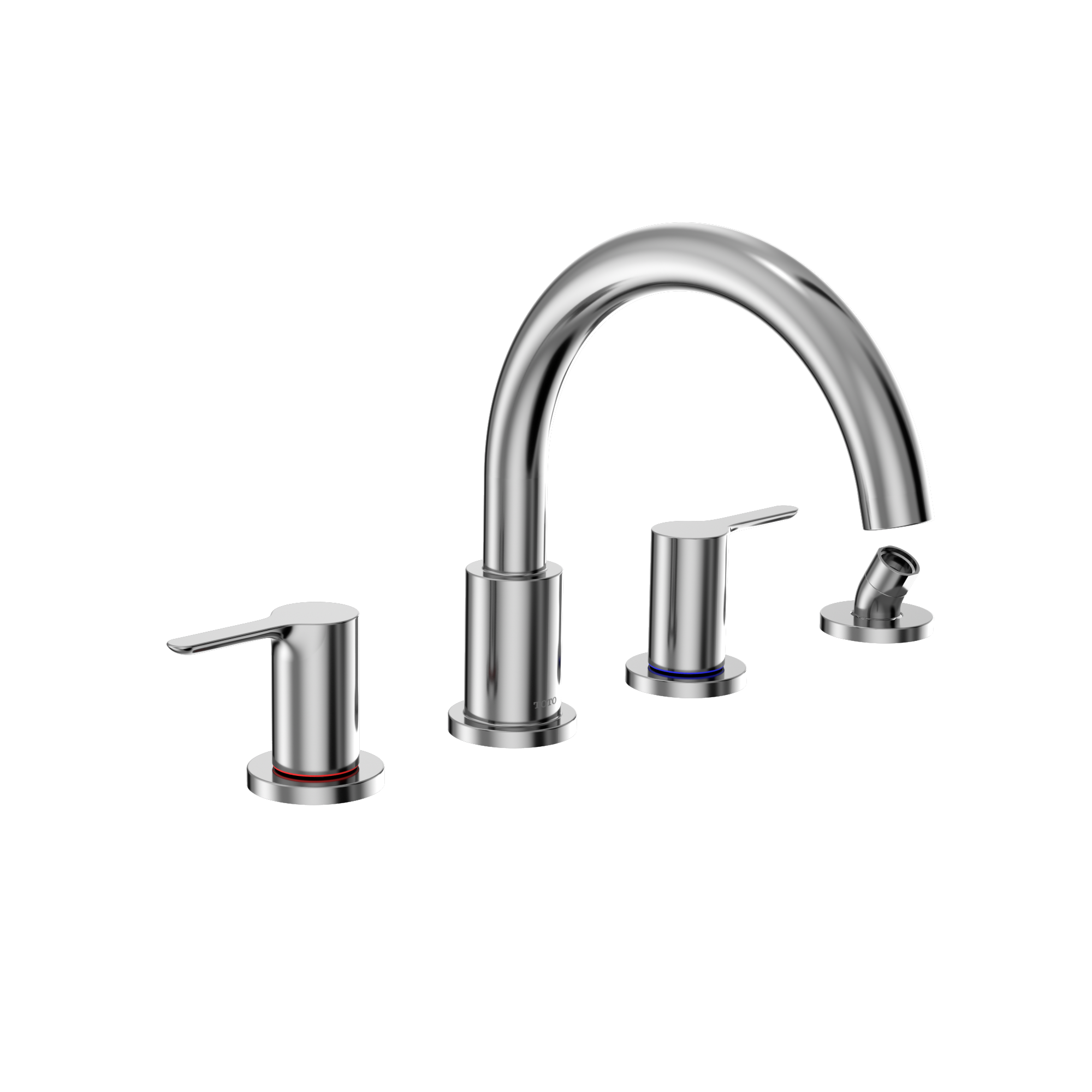 TOTO Lb Two Handle Deck Mount Roman Tub Filler Trim with Handshower Outlet and Shower Hose (Handshower Not Included)