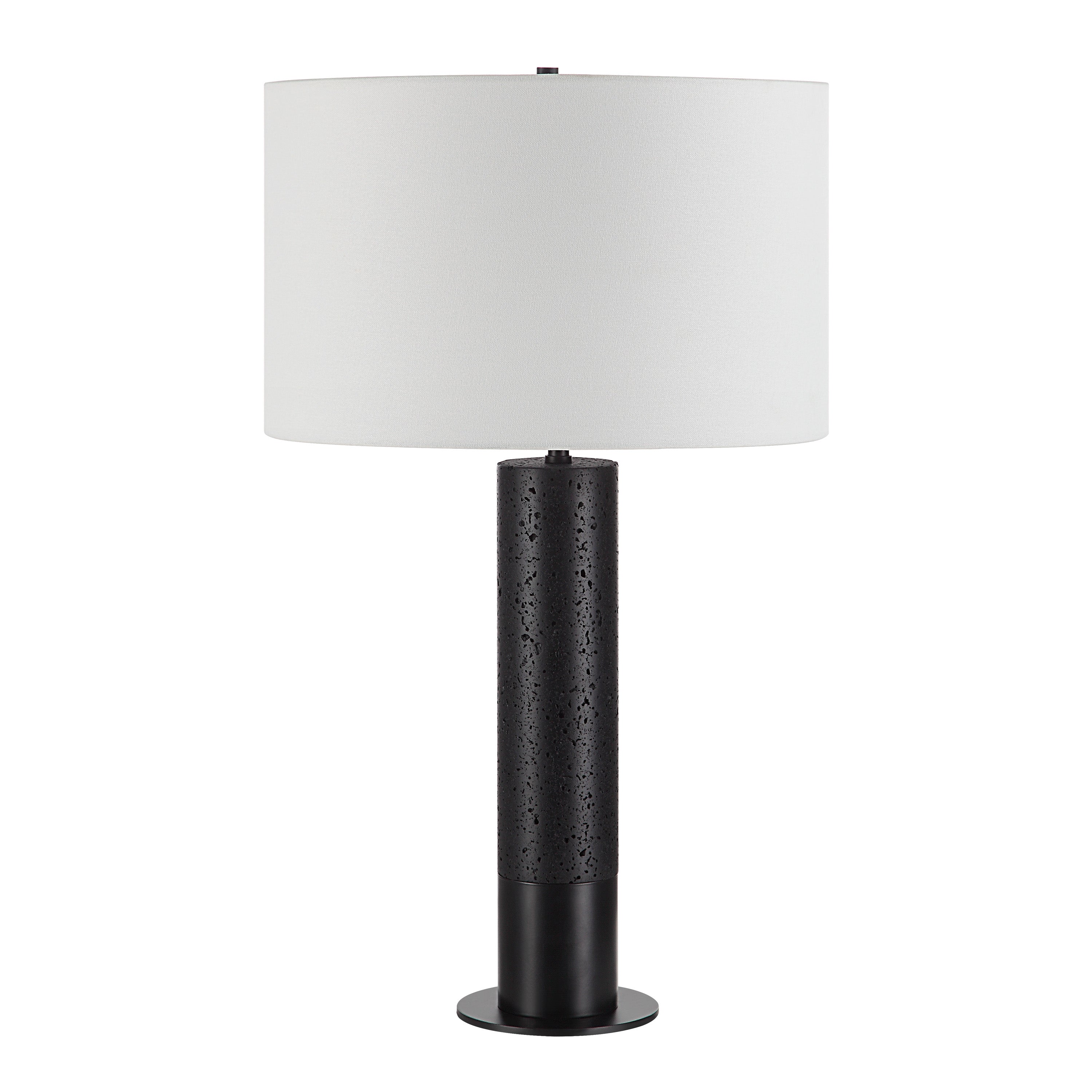 Renwil Kampen 28" Tall Matte Black Iron Table Lamp with Drum Linen Shade