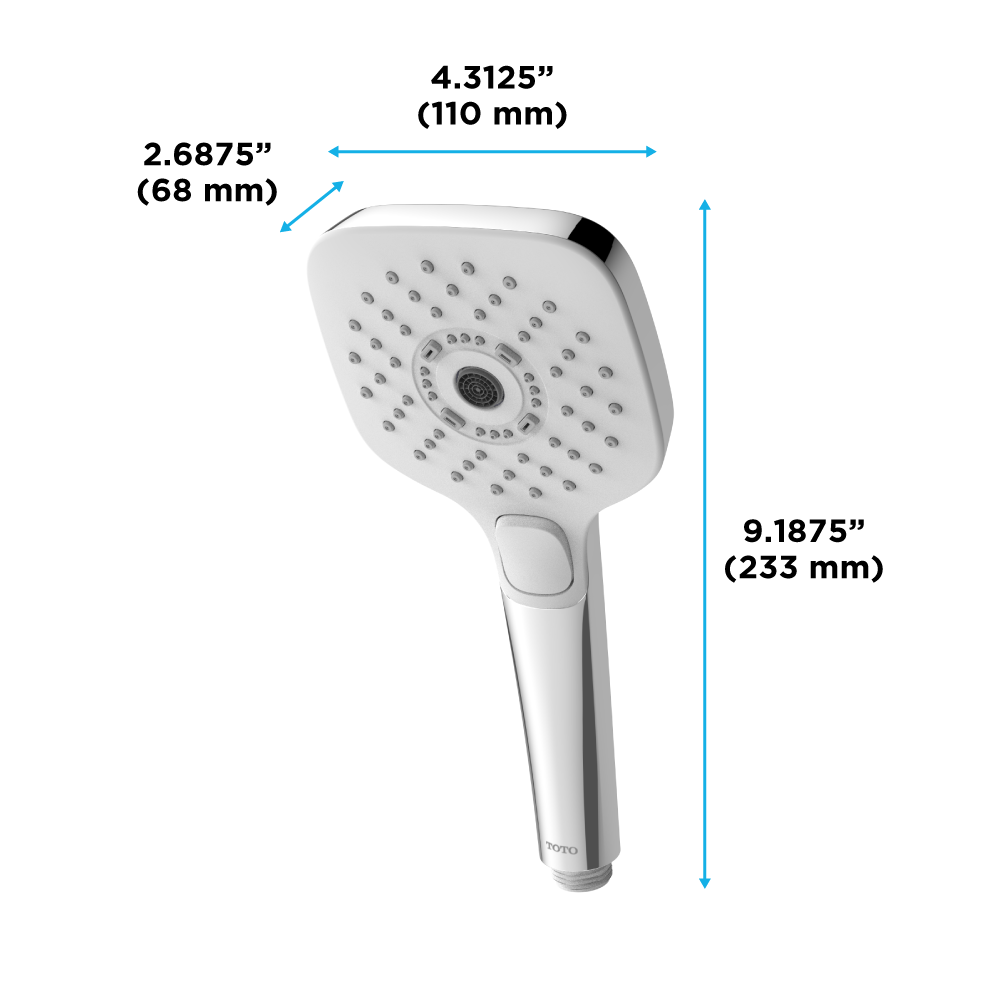 TOTO G Series 1.75 GPM Multifunction 4" Square Handshower with active Wave - Comfort Wave - and Warm Spa