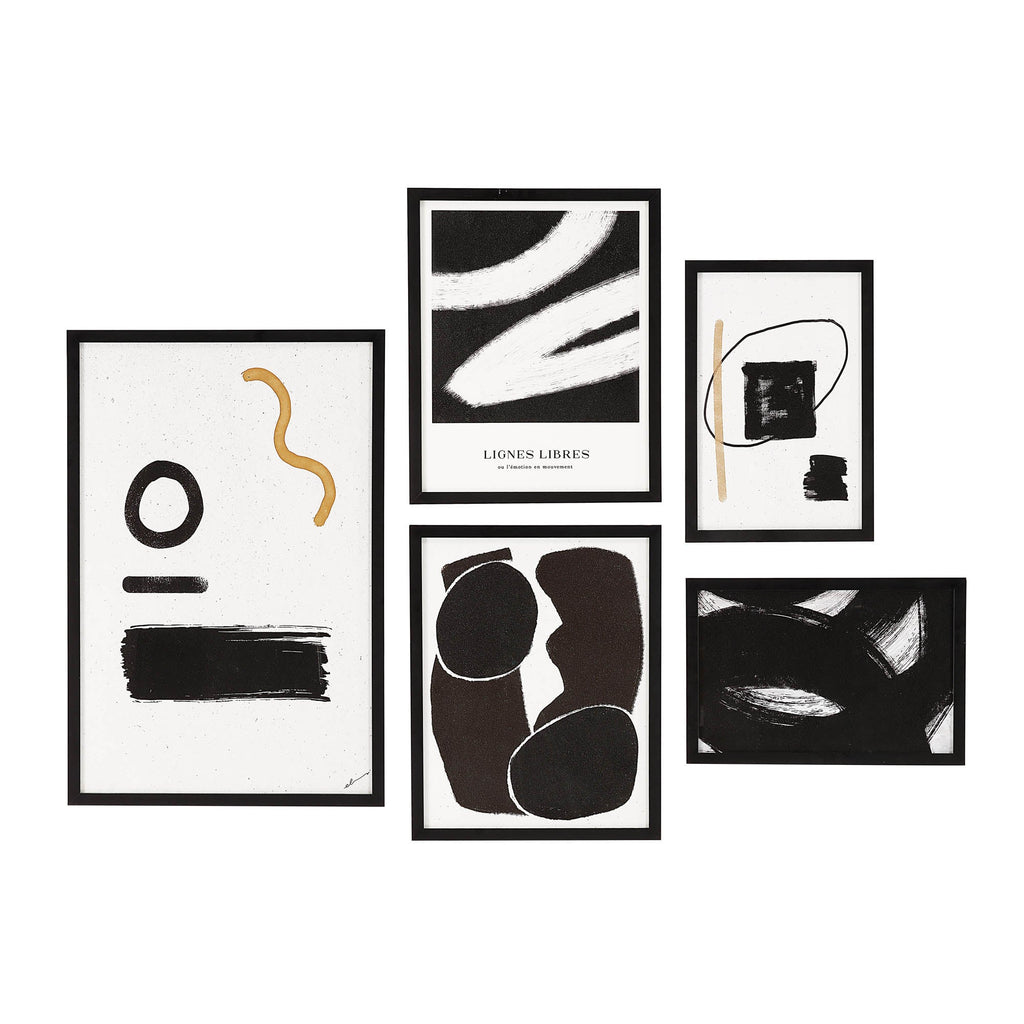 Renwil Carife 5 Piece Wide Wall Art - Black