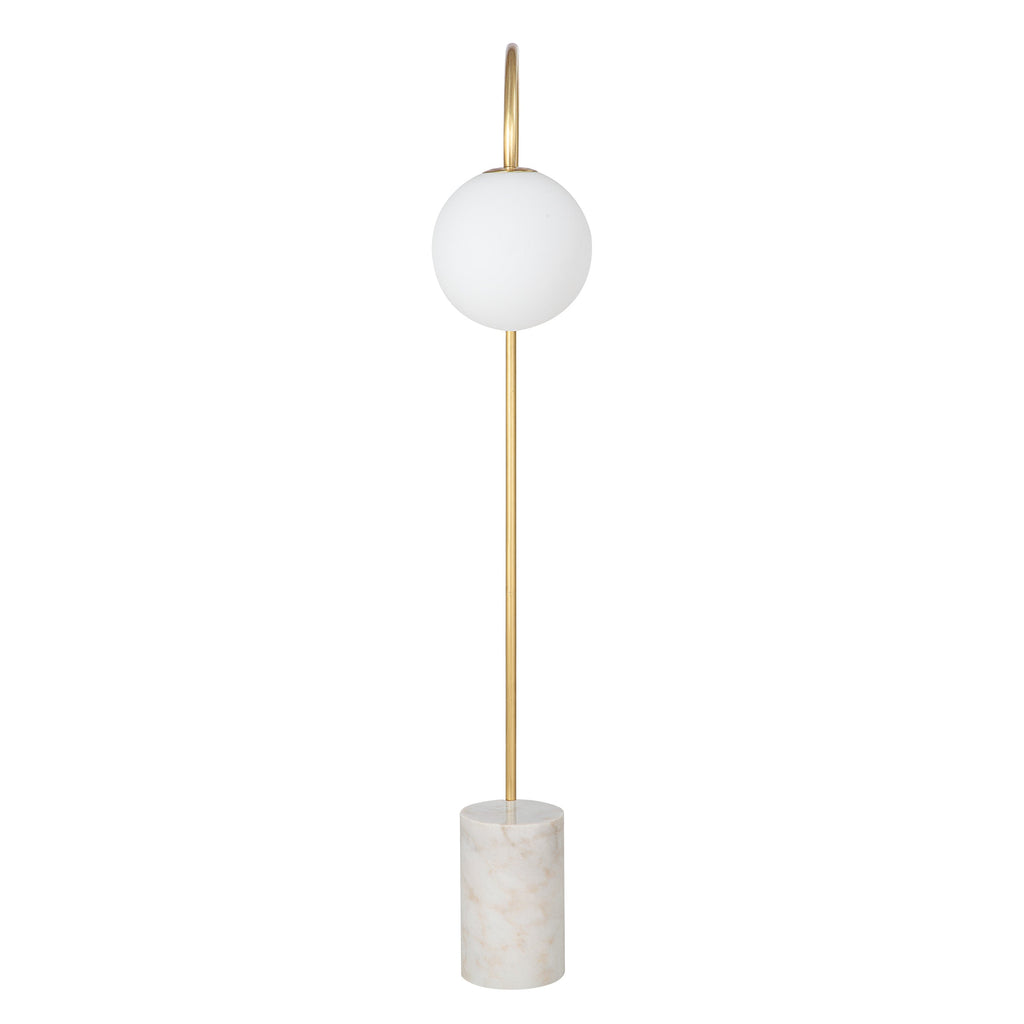 Renwil Merlot 62" Tall Satin Brass Floor Lamp with Globe Glass Shade