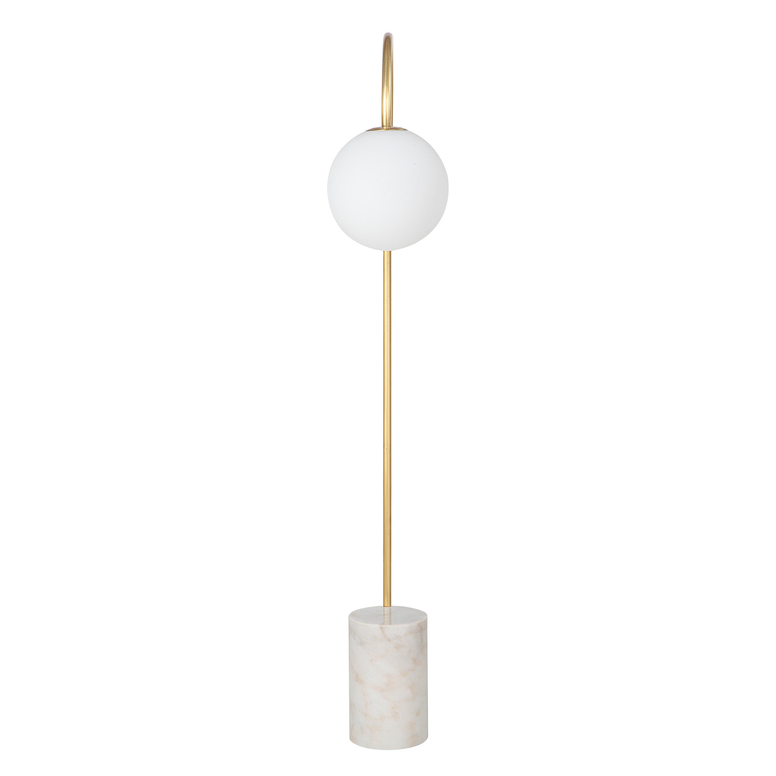 Renwil Merlot 62" Tall Satin Brass Floor Lamp with Globe Glass Shade