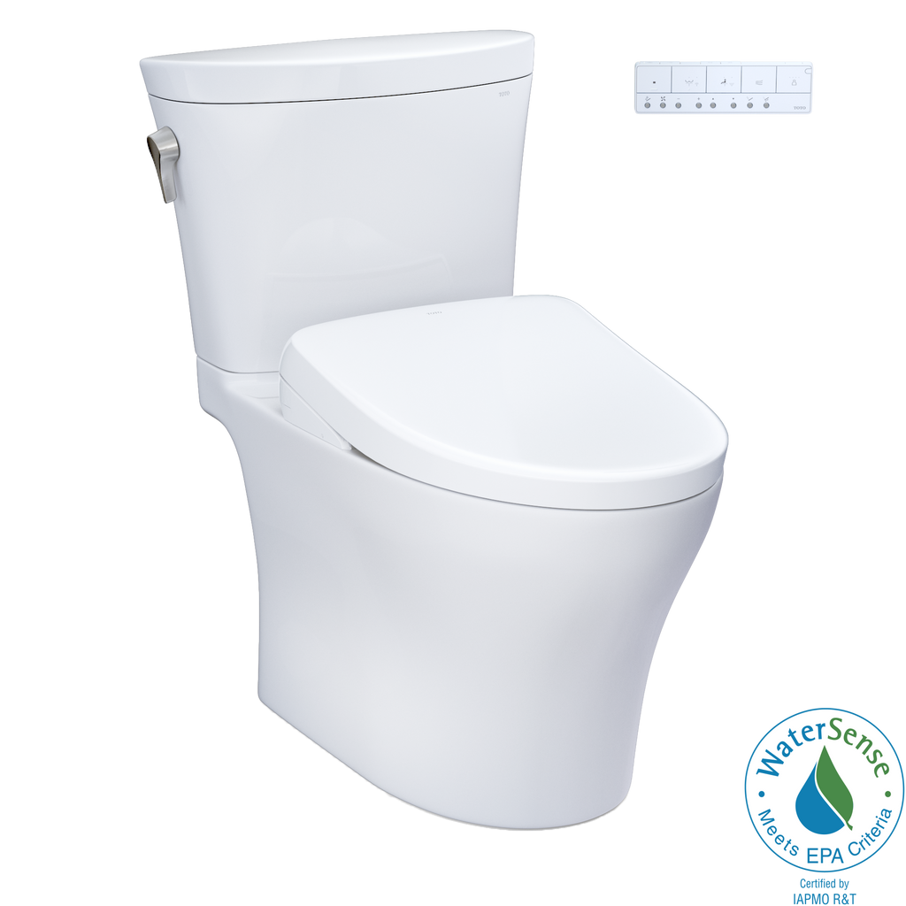 TOTO Washlet+ Aquia IV Arc Two Piece Elongated Dual Flush 1.28 and 0.9 GPF Toilet with S7 Contemporary Bidet Seat