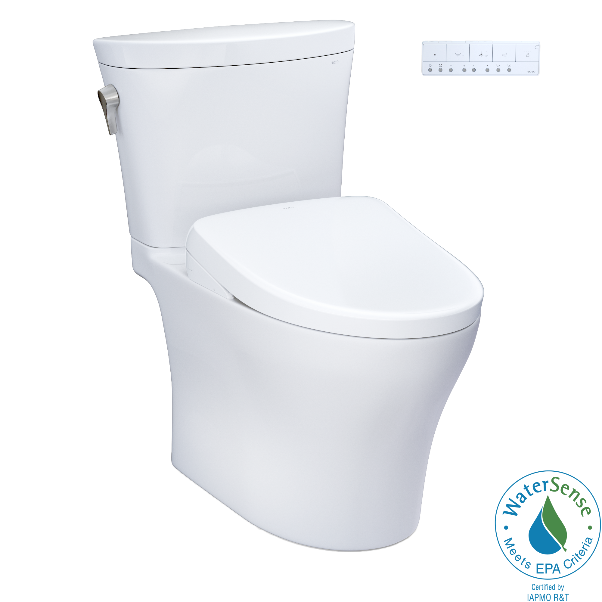 TOTO Washlet+ Aquia IV Arc Two Piece Elongated Dual Flush 1.28 and 0.9 GPF Toilet with S7 Contemporary Bidet Seat