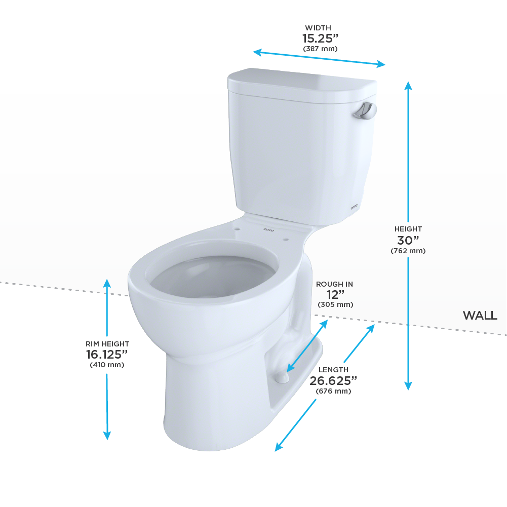 TOTO Entrada Two Piece Round 1.28 GPF Universal Height Toilet with Right Hand Trip Lever