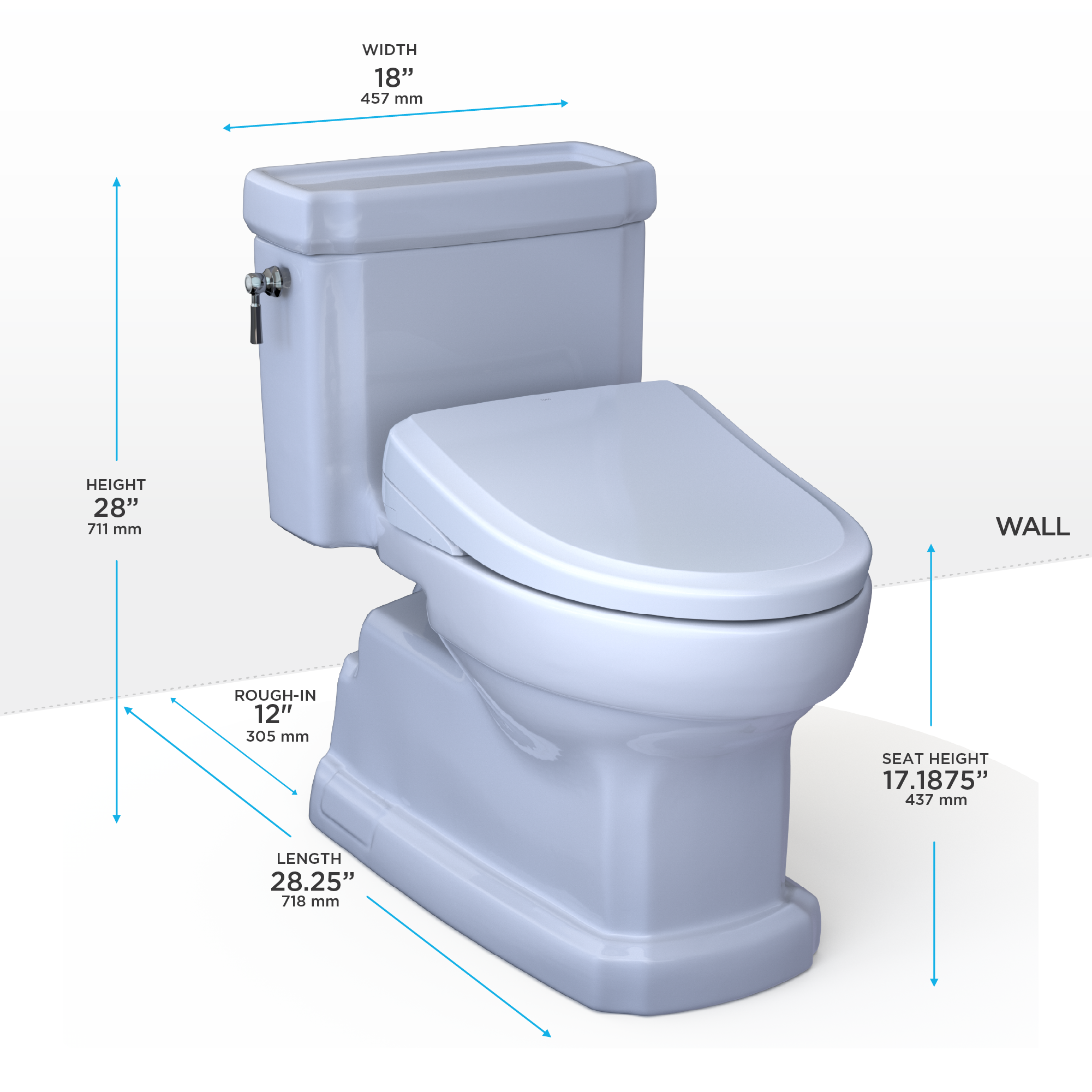 TOTO Washlet+ Eco Guinevere Elongated 1.28 GPF Universal Height Toilet and S7 Classic Bidet Seat with Auto Flush