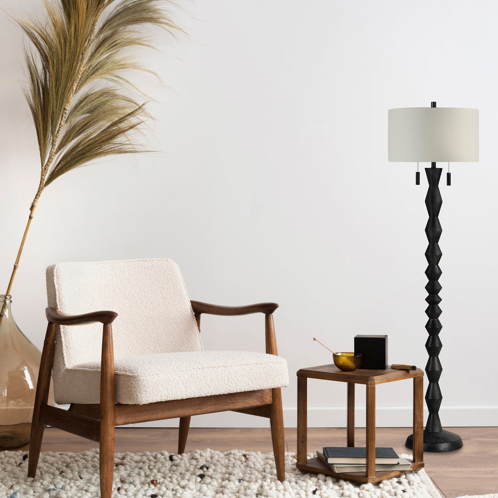 Everren Phyllis 75.75" Height Floor Lamp - Matte Black Wash