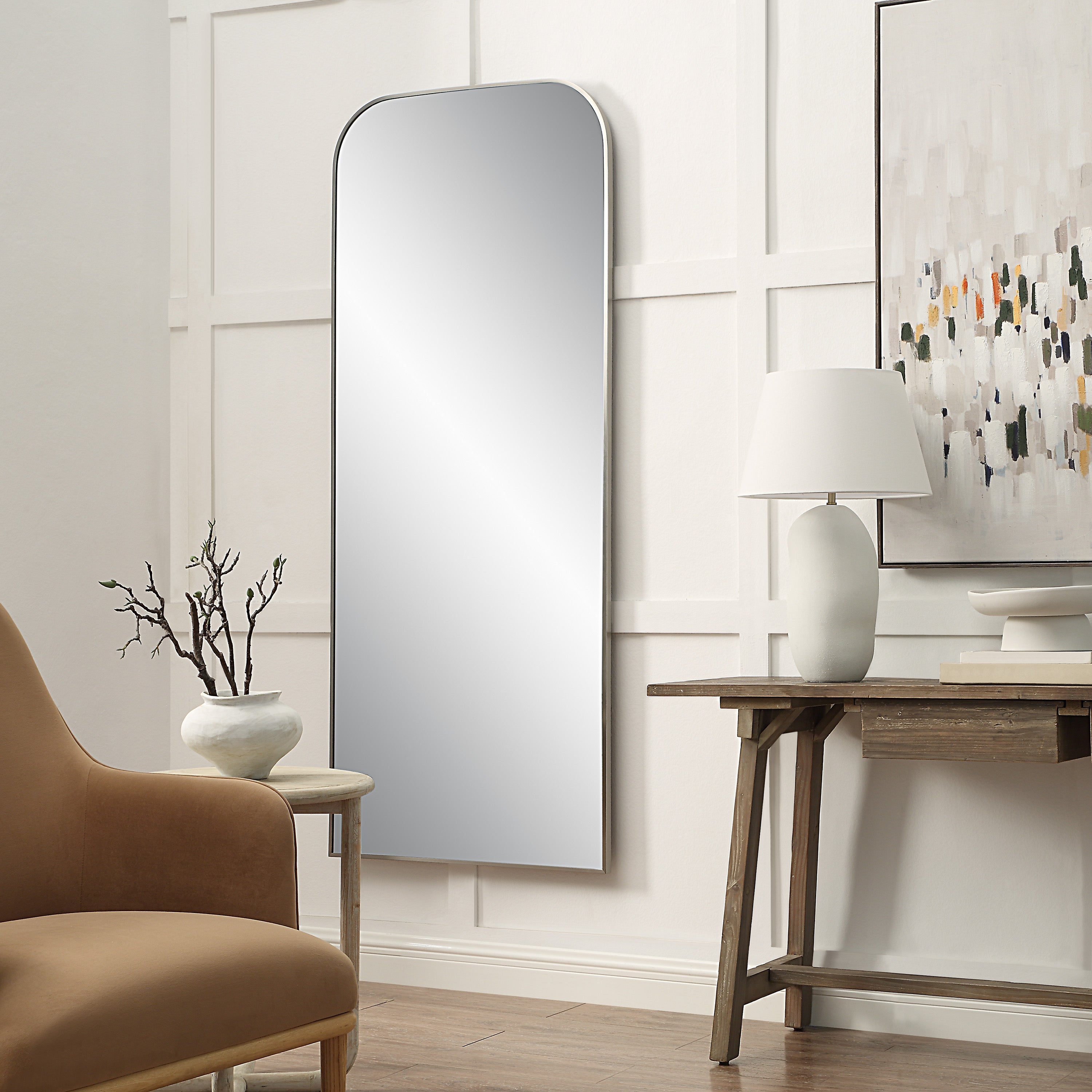 Renwil Samia 72" H x 30" W Wall Mirror - Grey