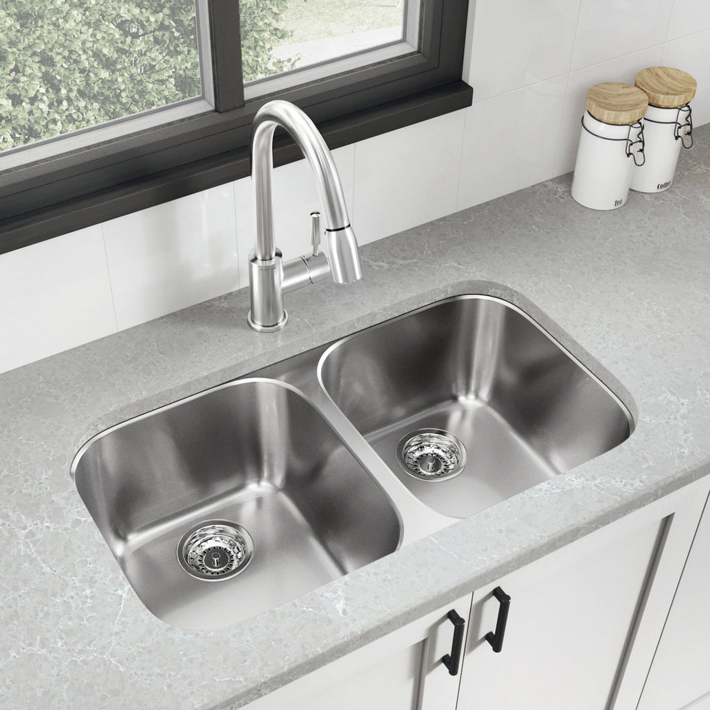 Blanco Essential 31" 50/50 Double Bowl Undermount Stainless Steel Kitchen Sink