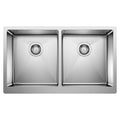 Blanco Quatrus R15 32" 50/50 Double Bowl Apron-Front Stainless Steel Farmhouse Sink