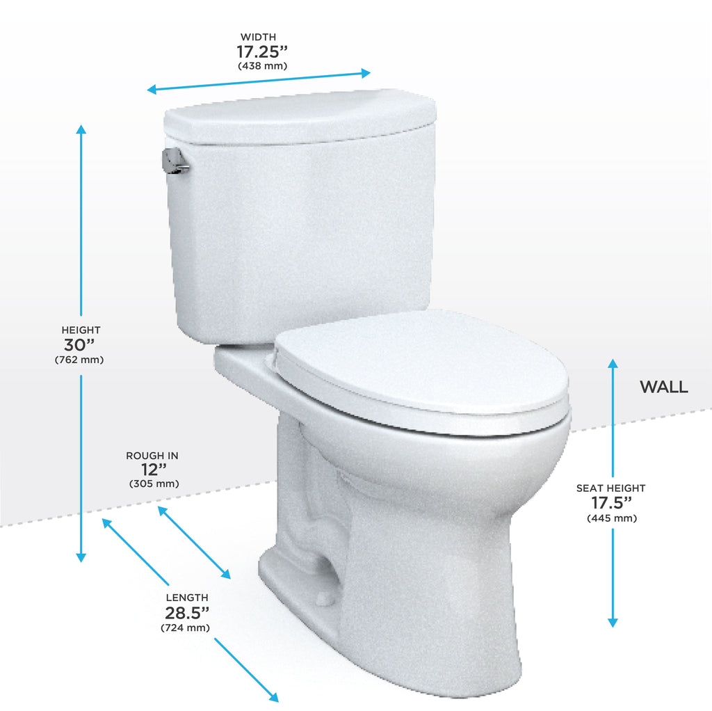 TOTO Drake II Two Piece Elongated 1.28 GPF Universal Height Toilet with Ss124 Softclose Seat - Washlet+ Ready