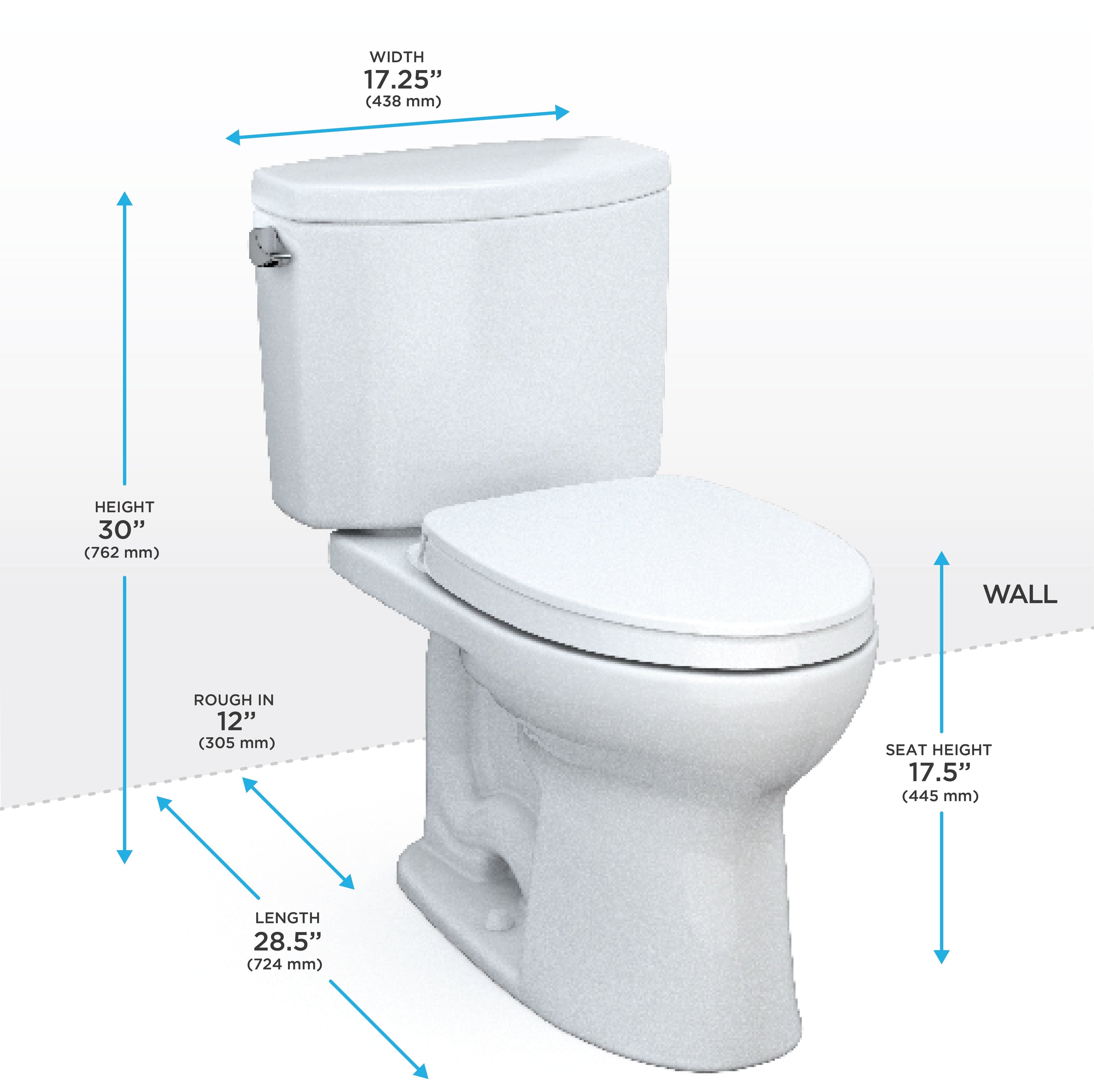 TOTO Drake II Two Piece Elongated 1.28 GPF Universal Height Toilet with Ss124 Softclose Seat - Washlet+ Ready