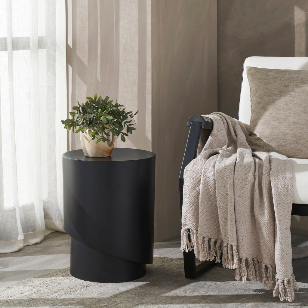 Renwil Domus Indoor Iron Sheet Indoor/Outdoor Side Table - Matte Black