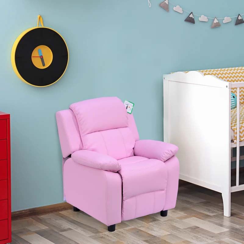 Kids Recliner Armchair with Storage  Comfortable Blue and pink Chair for Children’s Rooms UK