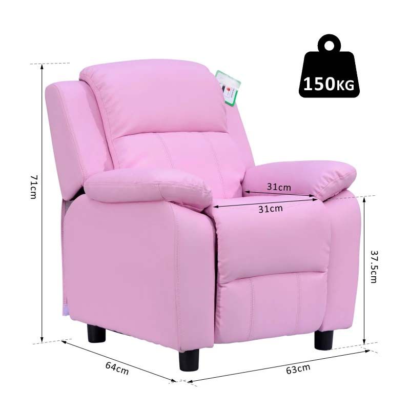 Kids Recliner Armchair with Storage  Comfortable Blue and pink Chair for Children’s Rooms UK