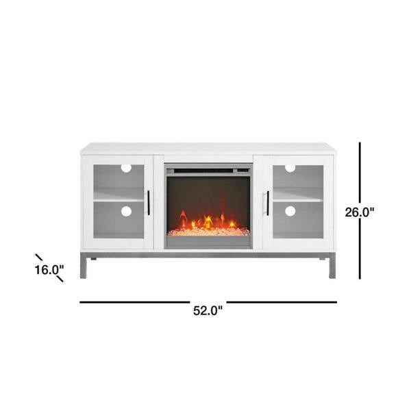 52 in. Modern Fireplace TV Stand - White