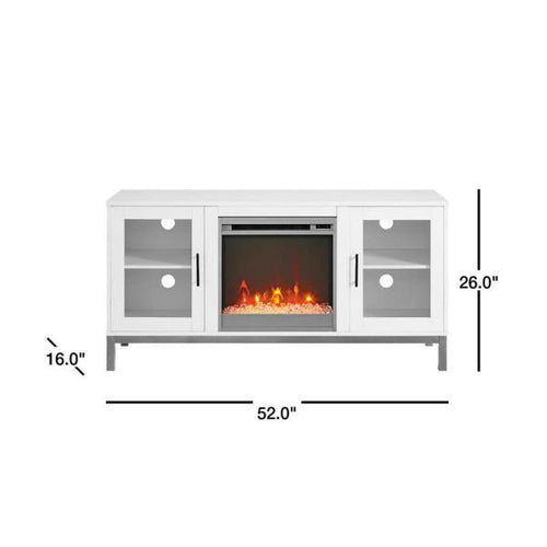 52 in. Modern Fireplace TV Stand - White