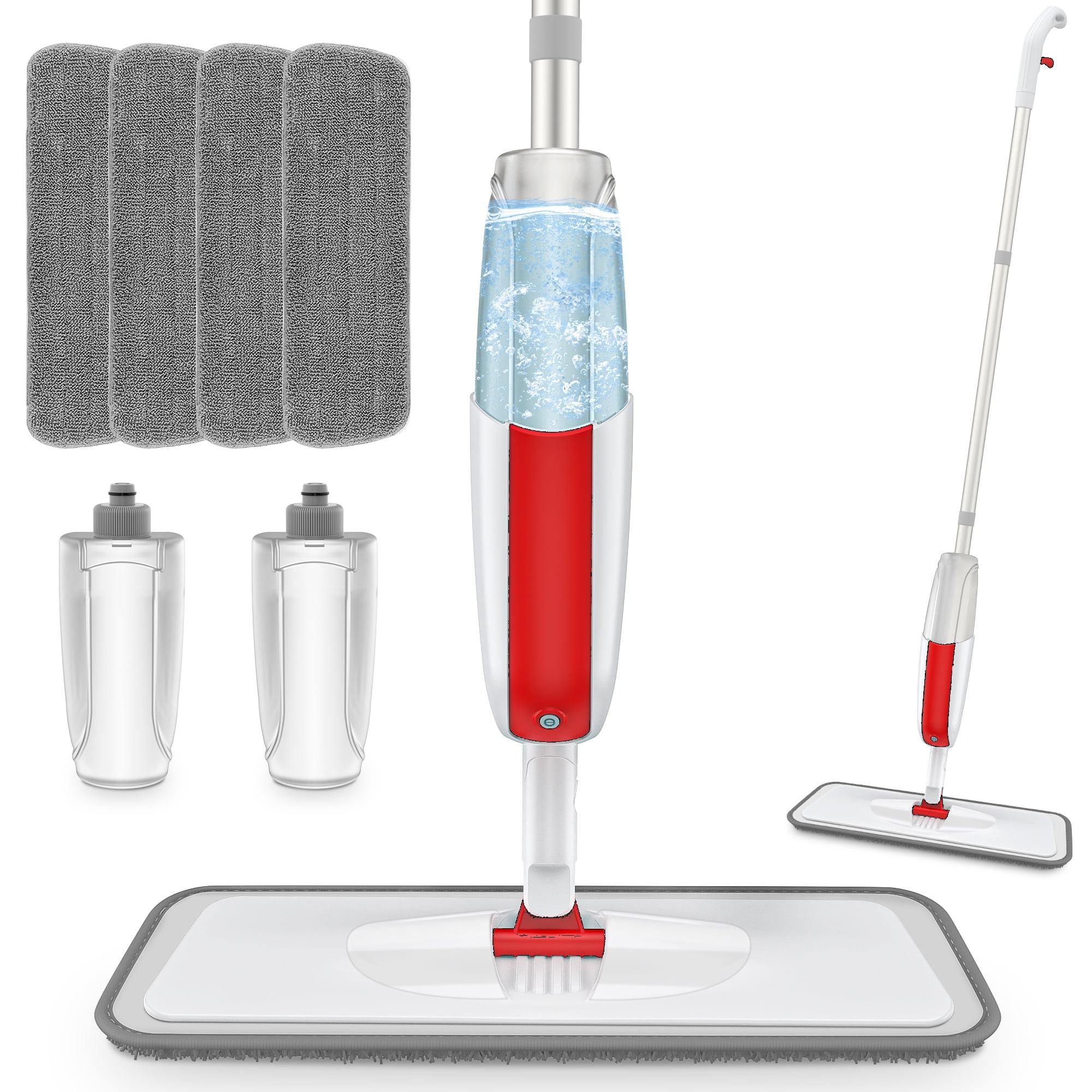 SUGARDAY Microfiber Spray Mops for Floor Cleaning with 4 Washable Pads 2 Refillable Bottle