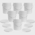 5 Gallon White Bucket & Lid - Set of 6 - Durable 90 Mil All Purpose Pail - Food Grade - Contains No BPA Plastic (5 Gal. w/Lids - 6pk