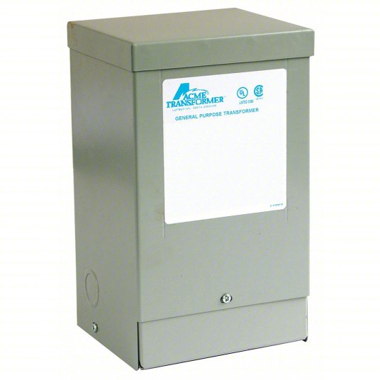 Single Phase Transformer: 240V AC/480V AC, 120V AC/240V AC, Wall, Copper, Single, Gray