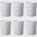 6 Pack | Premium 5 Gallon Bucket, Food Grade BPA Free HDPE, White - no Lid