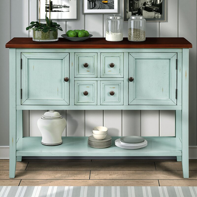 Electra 46" Wide 4 Drawer Acacia Wood Buffet Table