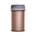 Nine Stars Motion Sensor Rectangular Kitchen Garbage Can, Gold Stainless Steel, 13.2 gal