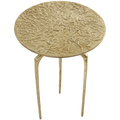 Cole And Grey Gold Aluminum Metal Geometric Slim Textured Side End Accent Table