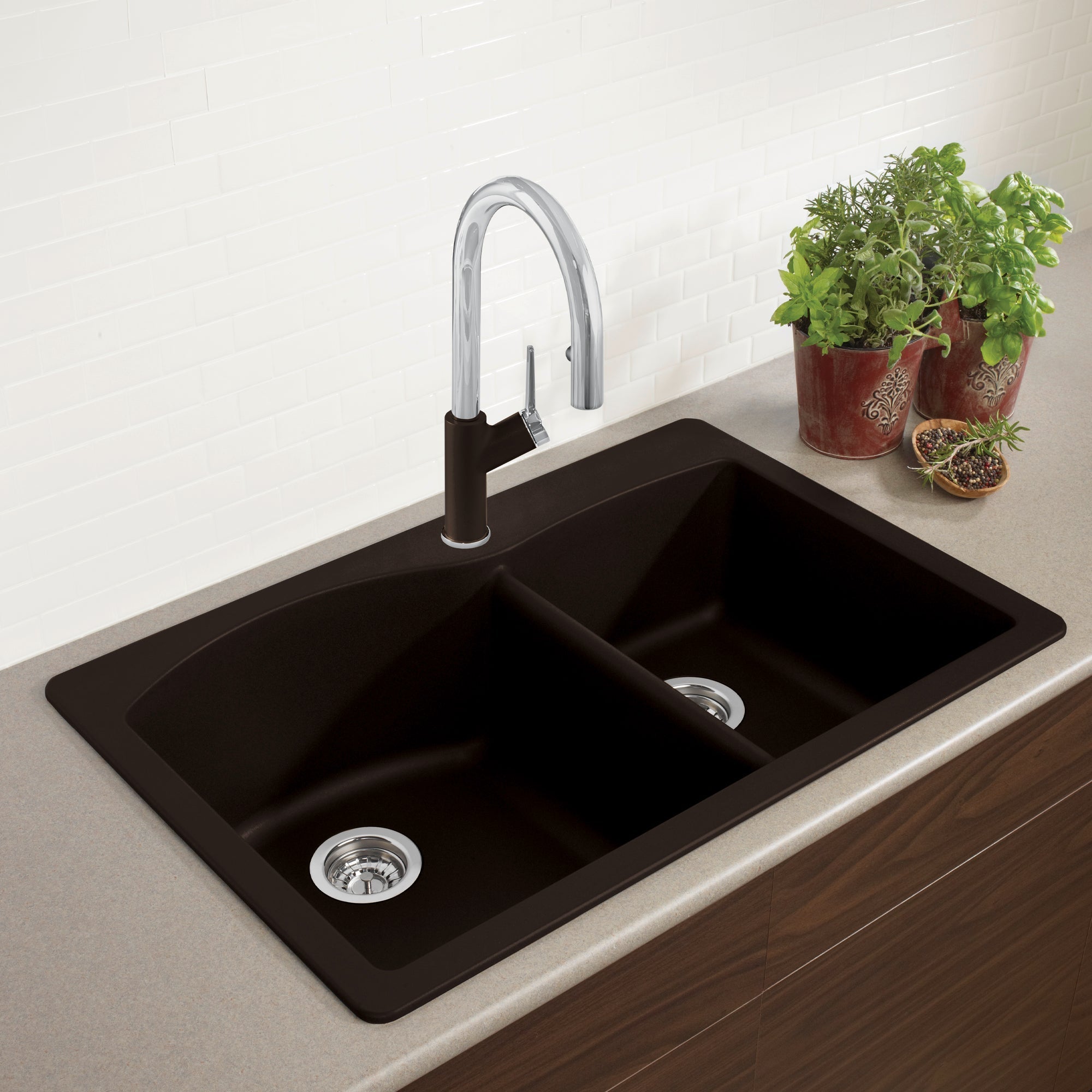 Blanco Diamond Silgranit 33" 60/40 Double Bowl Dual Mount Kitchen Sink