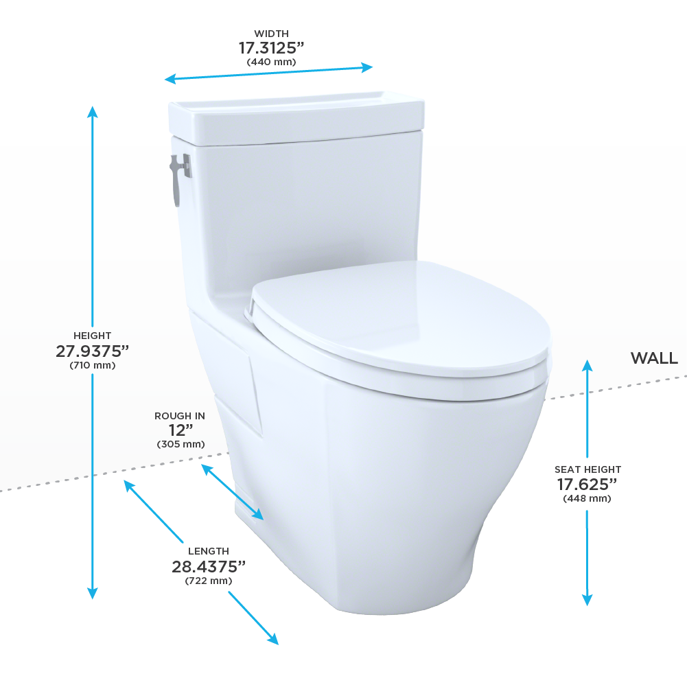 TOTO Aimes Washlet+ One Piece Elongated 1.28 GPF Universal Height Skirted Toilet with Cefiontect