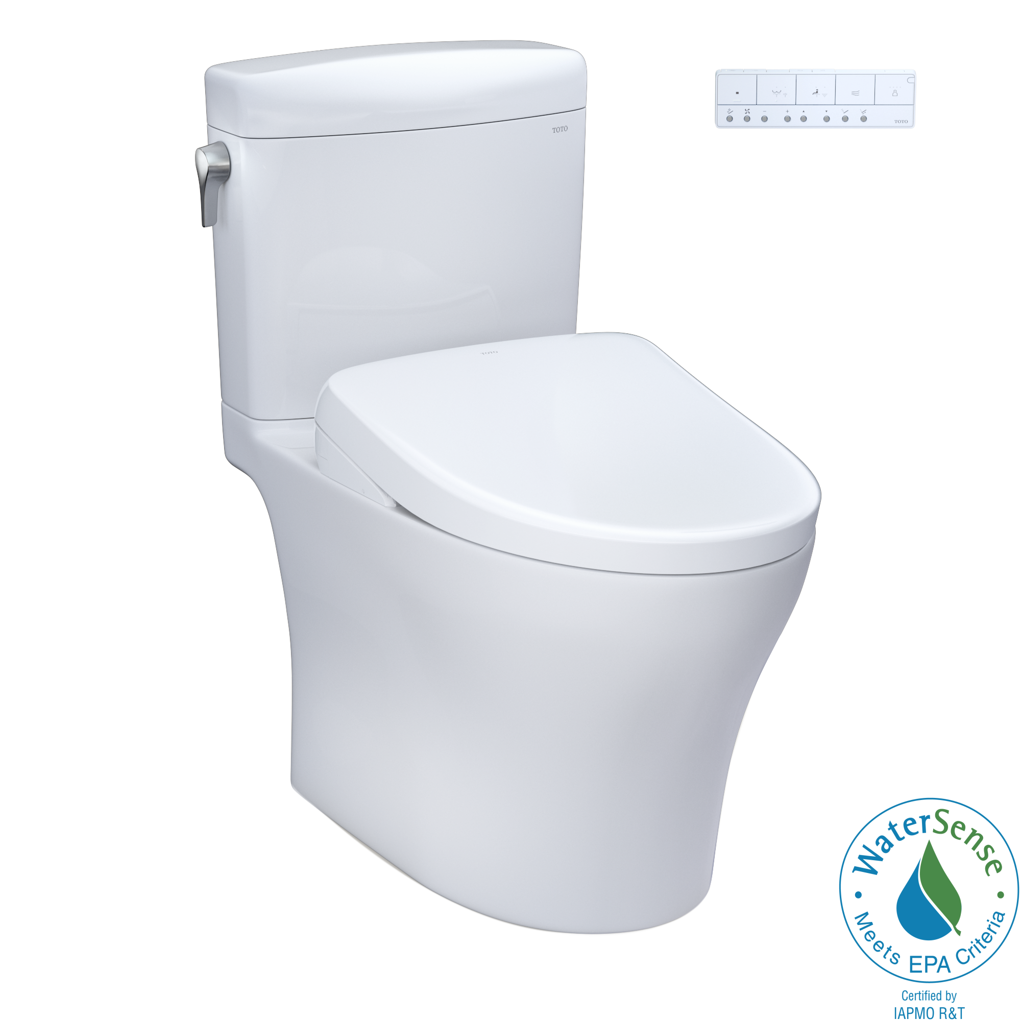 TOTO Washlet+ Aquia IV Cube Two Piece Elongated Dual Flush 1.28 and 0.9 GPF Toilet with S7A Contemporary Bidet Seat