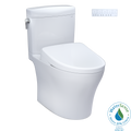 TOTO Washlet+ Aquia IV Cube Two Piece Elongated Dual Flush 1.28 and 0.9 GPF Toilet with Auto Flush S7A Contemporary Bidet Seat