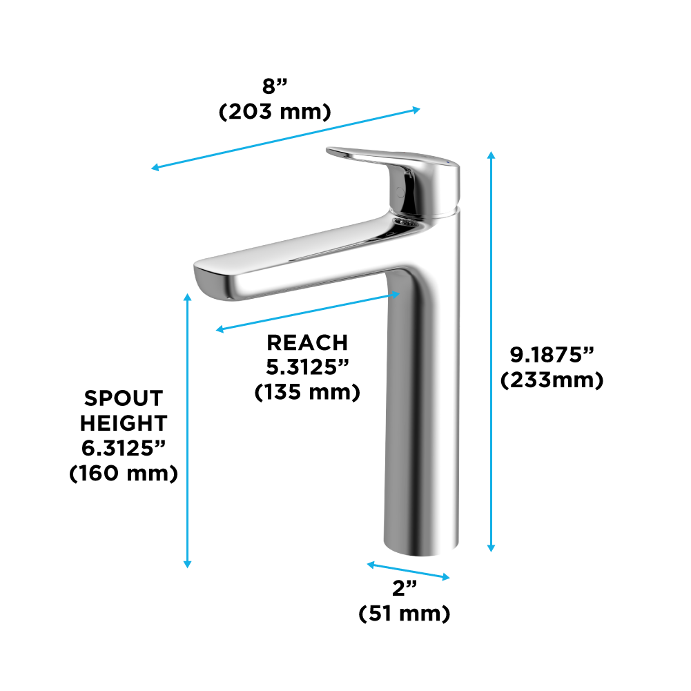 TOTO GS Series 1.2 GPM Single Handle Bathroom Faucet For Semi Vessel Sink with Comfort Glide Technology and Drain Assembly