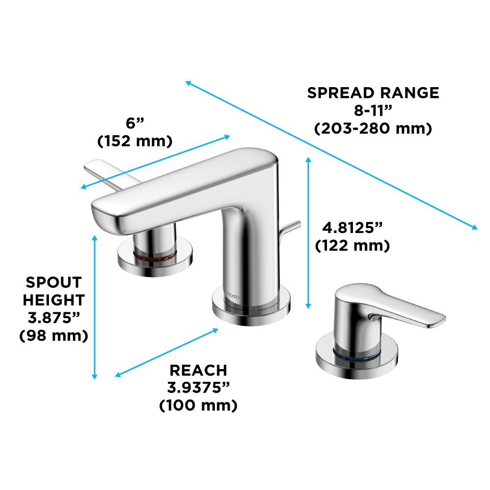 TOTO GS 1.2 GPM Two Handle Widespread Bathroom Sink Faucet