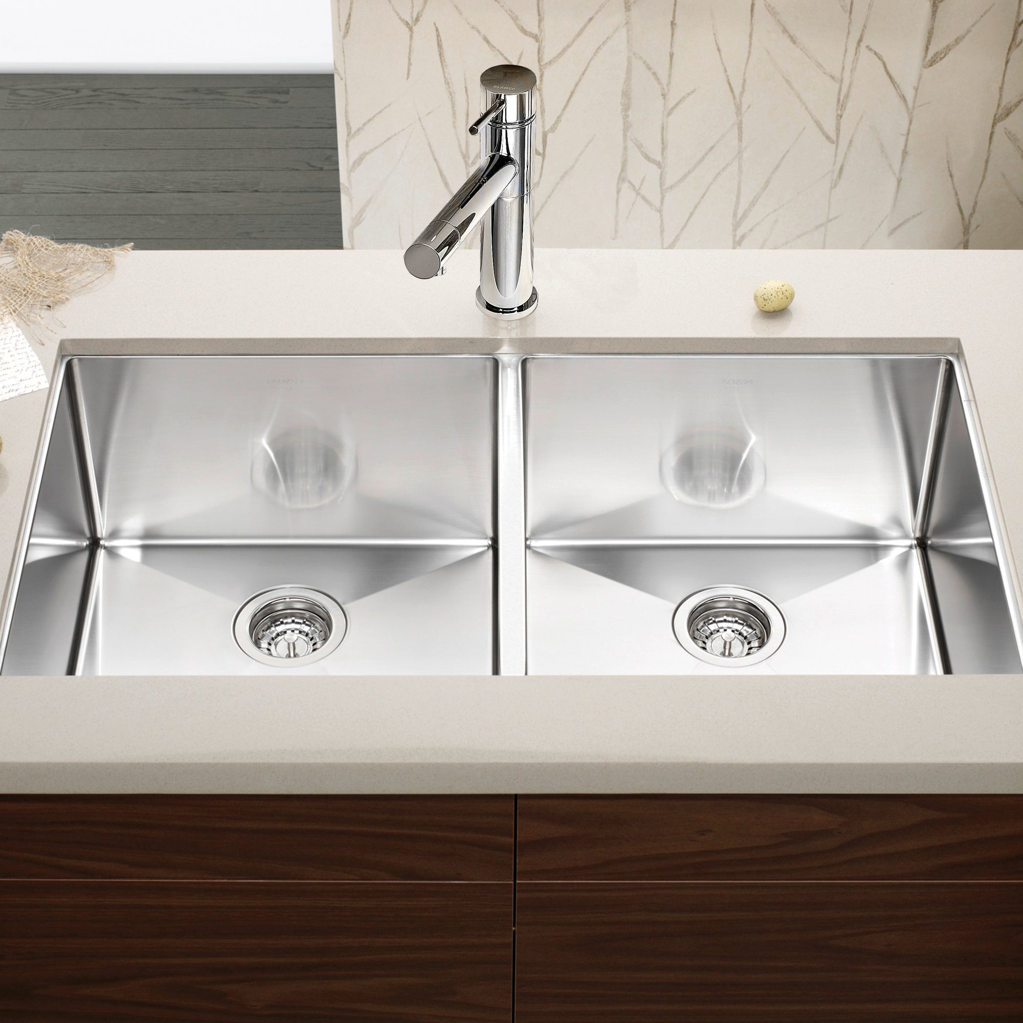 Blanco Radius R10 35" 50/50 Double Bowl Undermount Stainless Steel Kitchen Sink