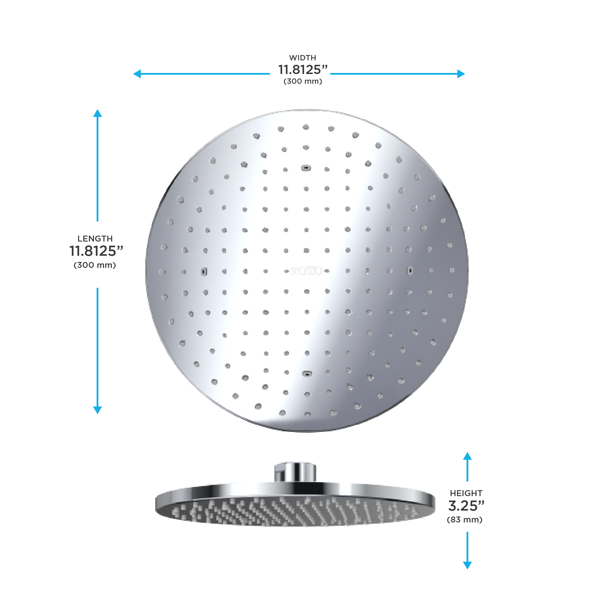 TOTO G Series 1.75 GPM Single Spray 12" Round Showerhead with Comfort Wave
