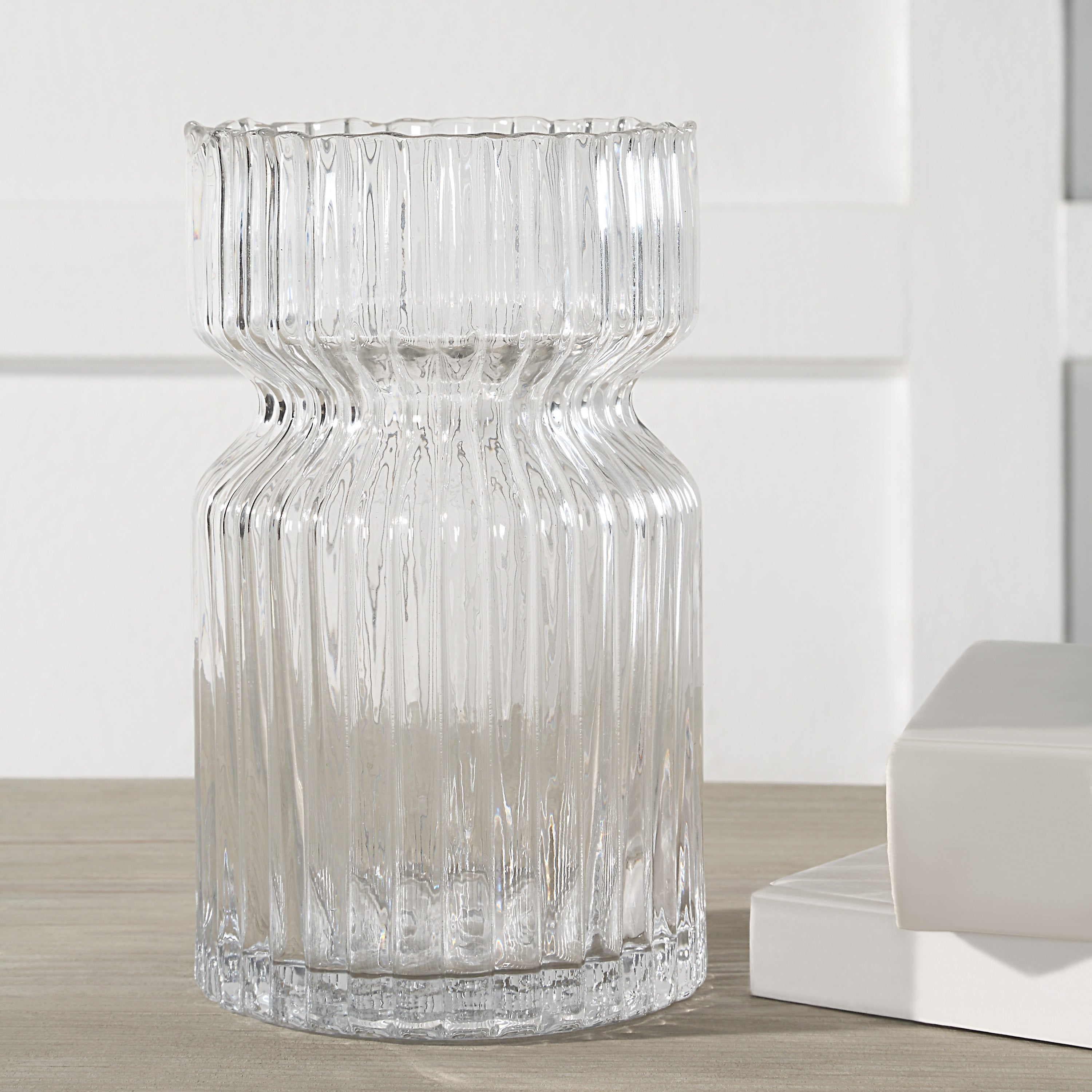 Renwil Gladys Indoor Mouth Blown Glass Glass Vase - Clear Fluted