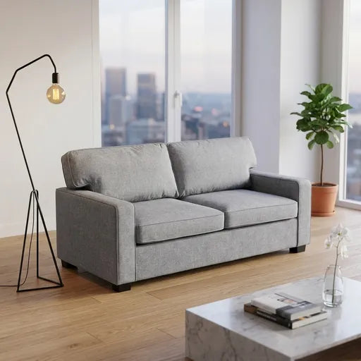 Eton Sofa Bed – Light Grey Fabric Pull-Out Sofa Bed for Living Room & Guest Room