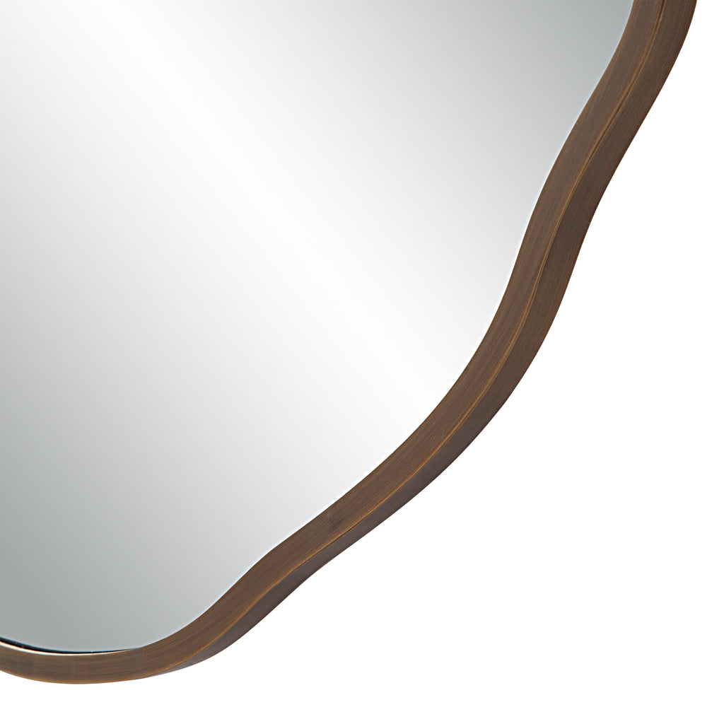 Renwil Bern 40" Tall Round Irregular Mirror - Antique Brushed Brass