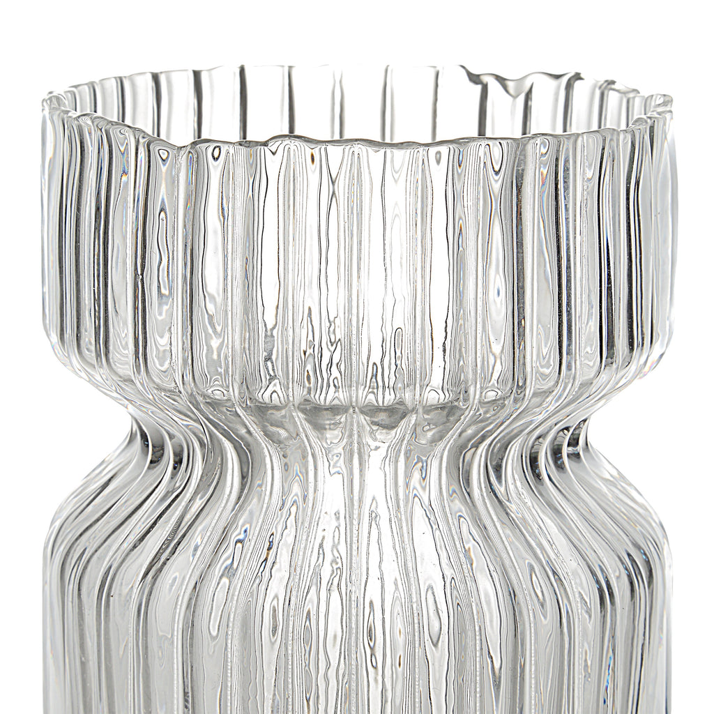 Renwil Gladys Indoor Mouth Blown Glass Glass Vase - Clear Fluted