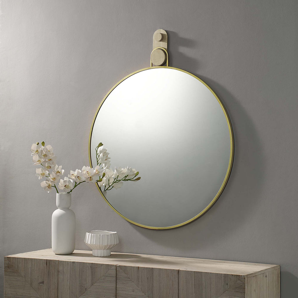 Renwil Kinsley 49" Tall Round Wall Mirror - Yellow