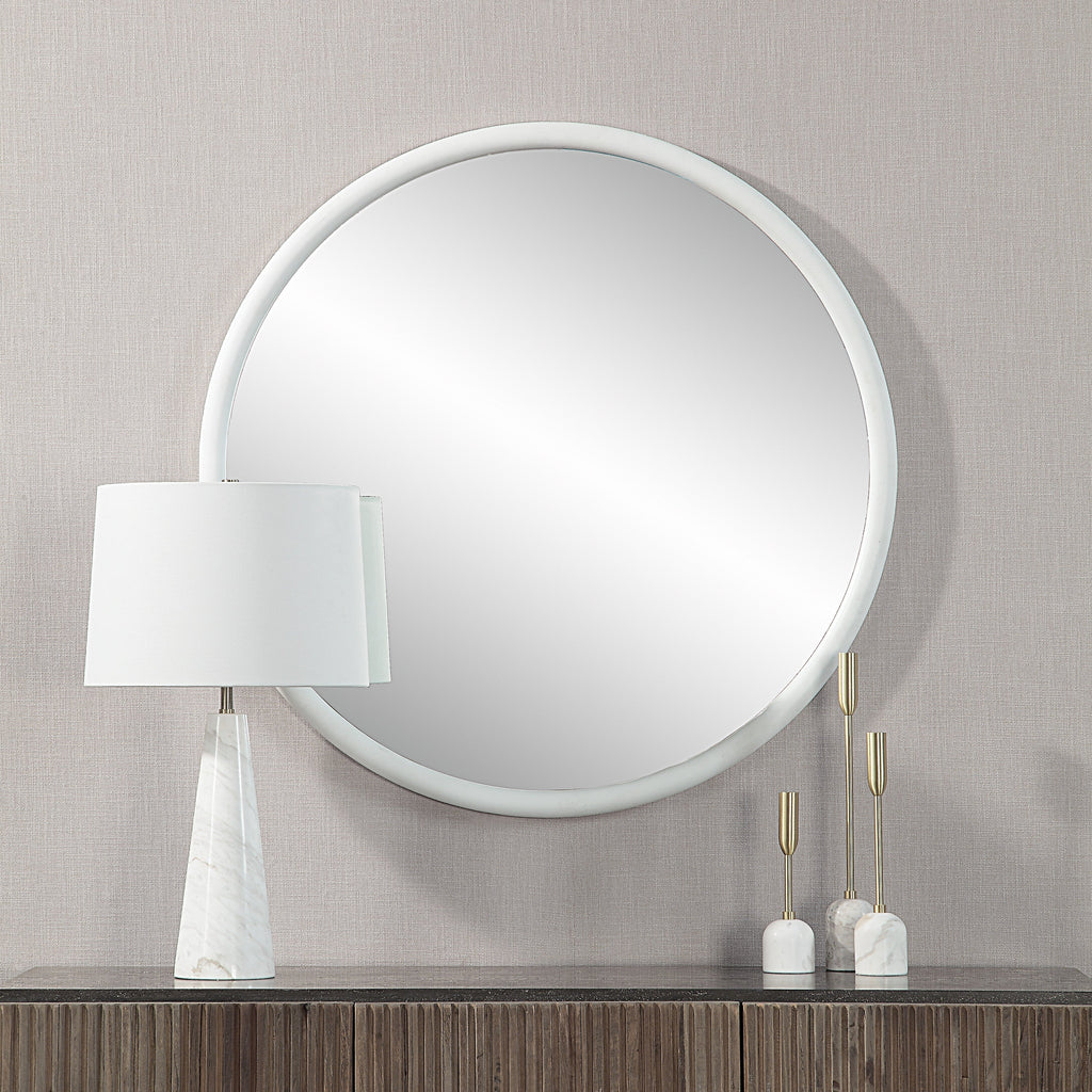 Renwil Porpoise 36" Tall Round Mirror - Matte White