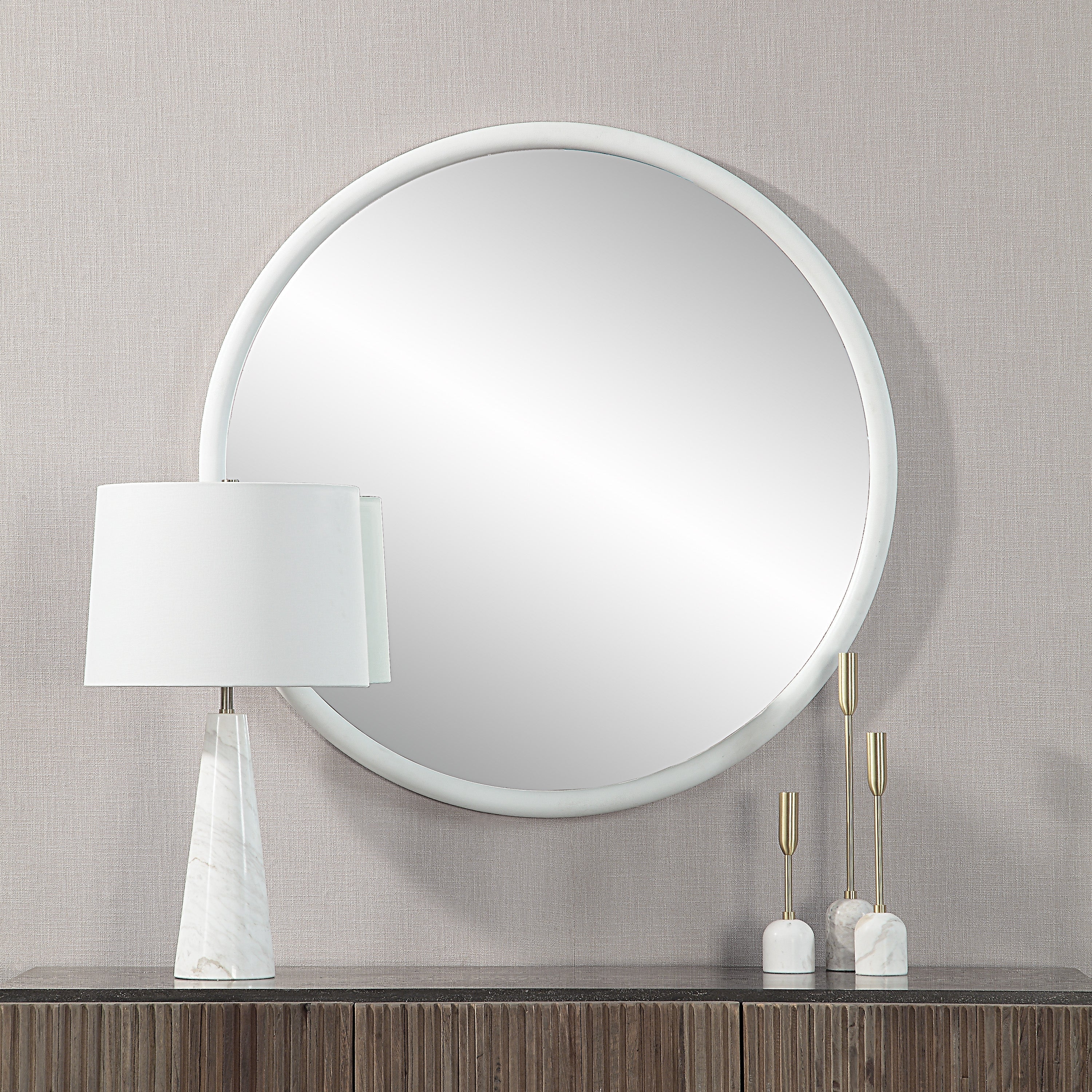 Renwil Porpoise 36" Tall Round Mirror - Matte White