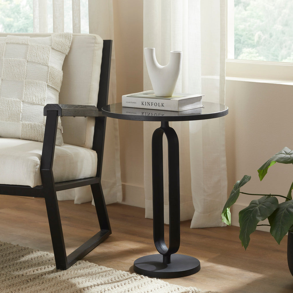 Renwil Ery x Indoor Cast Aluminum Side Table - Matte Black