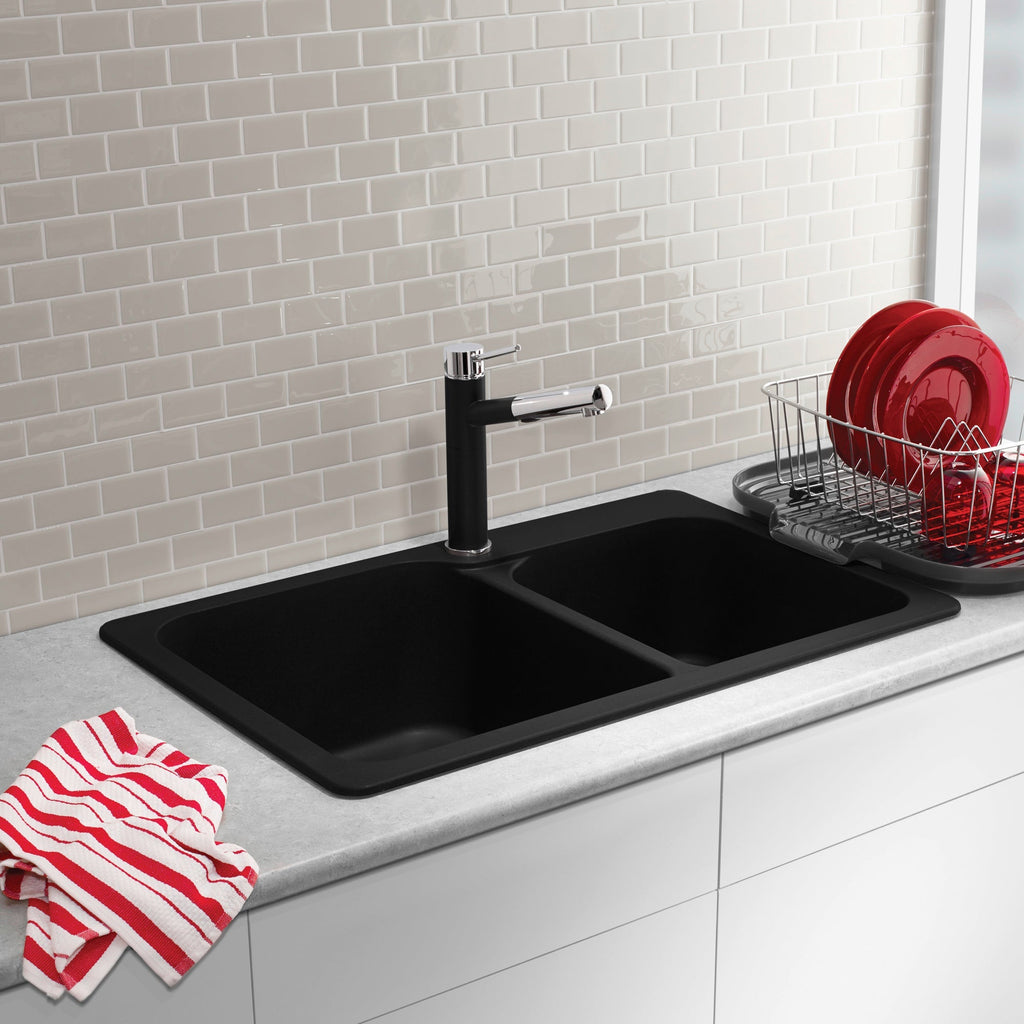 Blanco Vision Silgranit 31.5" 60/40 Double Bowl Dual Mount Kitchen Sink
